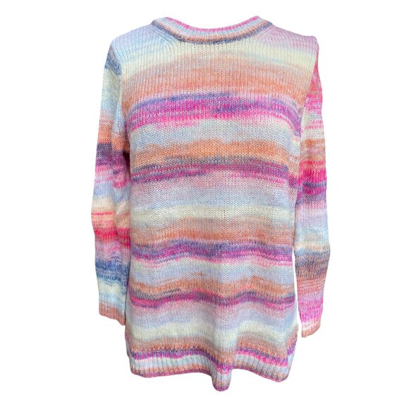 Gap Pastel Rainbow Space-Dyed Sweater Womens Sz S Feminine Soft Girl Striped - Picture 1 of 10